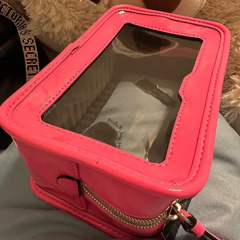 Victoria's Secret Cosmetic Case Clear Pink Patches Beauty Travel Makeup …